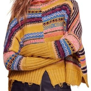 Free People "All the Pattern" Mock Neck Pullover